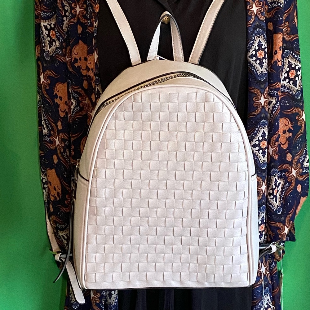 Grey Vegan Leather Backpack